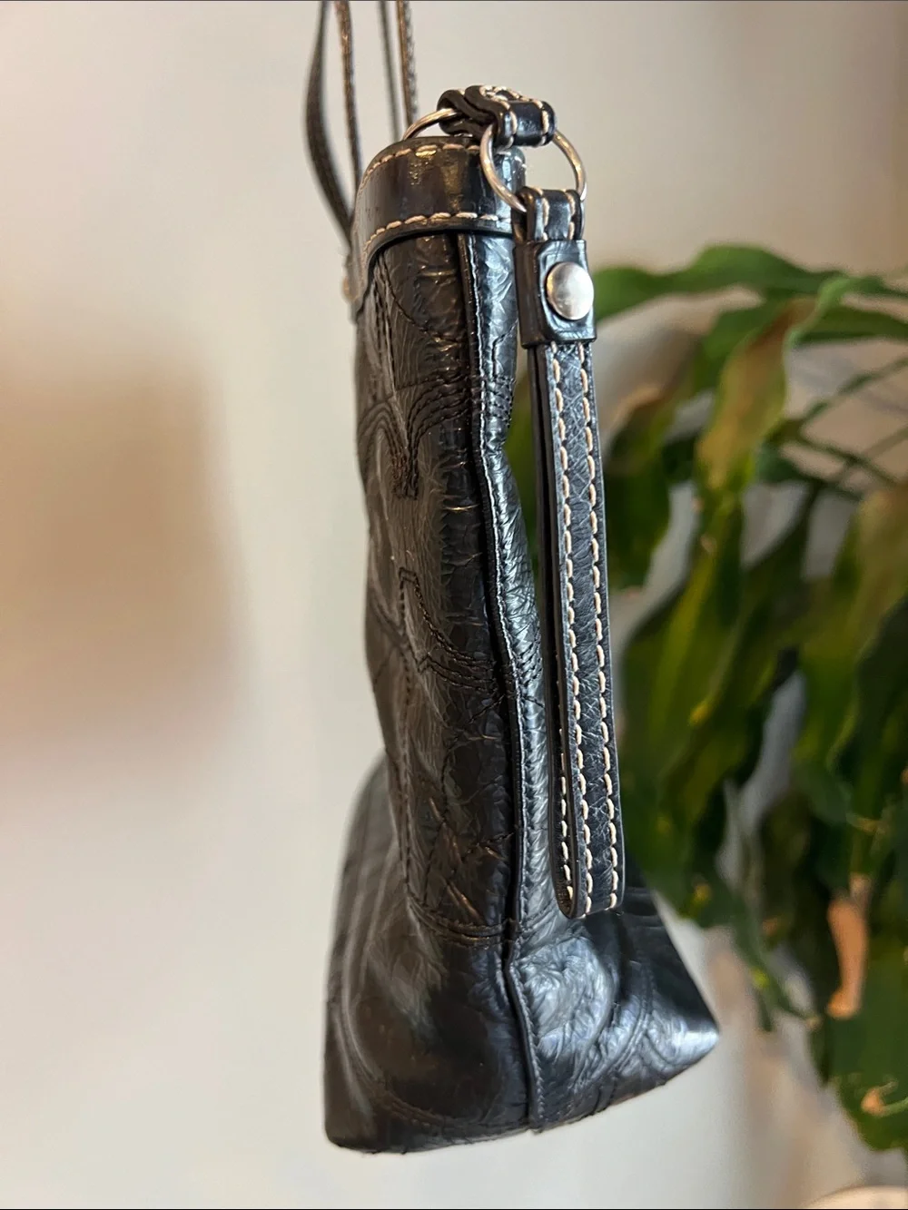 Vintage COACH Black Patent Leather Signature C Tote Shoulder Bag F15142 Y2K